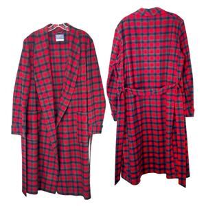 Pendleton Housecoat Robe L READ Lightweight VINTAGE Virgin Wool Macduff Tartan